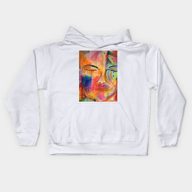 Closedeyes closeup face with closed eyes Kids Hoodie by acdlart